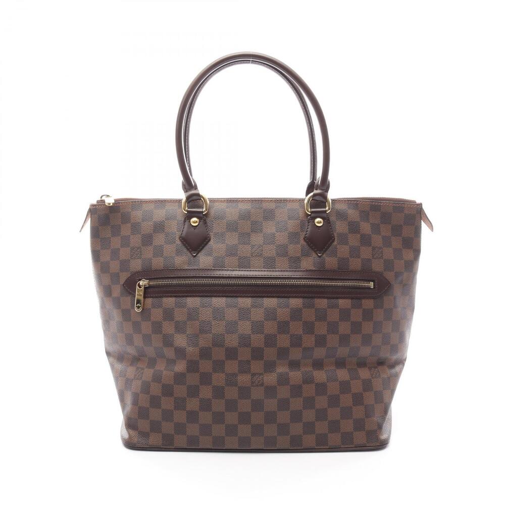 Louis Vuitton Saleya Damier Ebene Brown Tote Bag Canvas Leather Brown